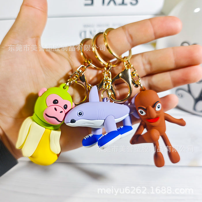 Wholesale Keychain, wooden stick, shark running shoe pendant