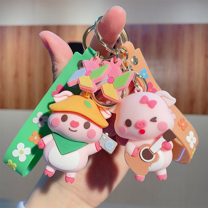 Wholesale Cute Cartoon PVC Pig Keychains