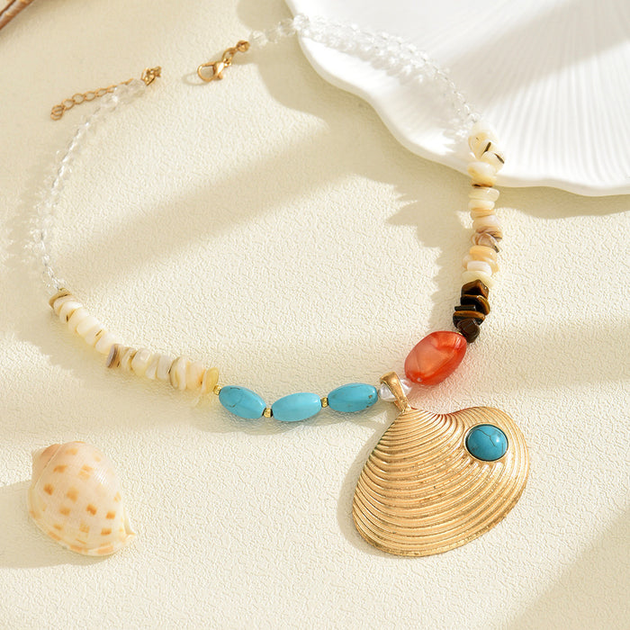 Wholesale Colorful design necklace, fashionable niche shell pendant necklace