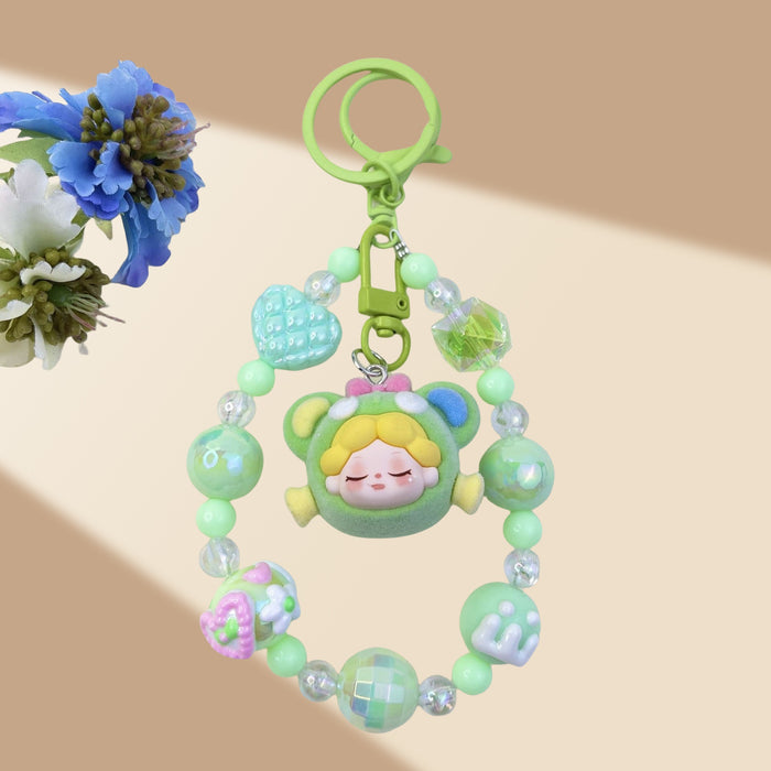 Wholesale Flocked Wizard Beaded Keychain