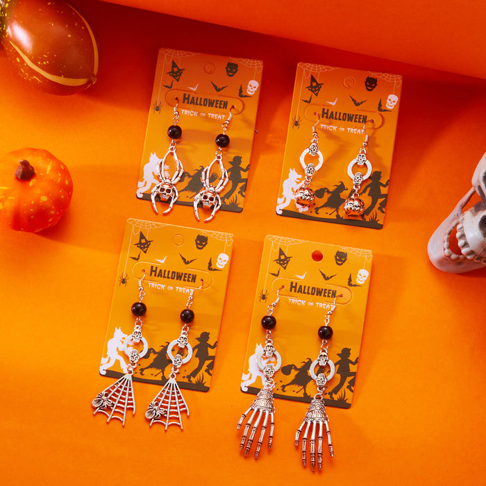 Wholesale  Vintage Horror Skull  Web  Pendant Earrings Jewelry Gift