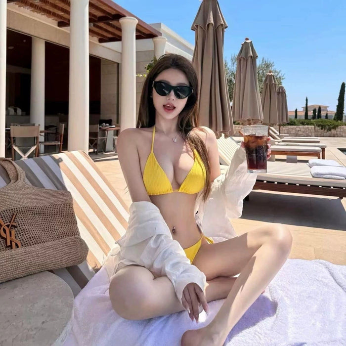 Wholesale Summer niche bikini sexy split strap backless seaside