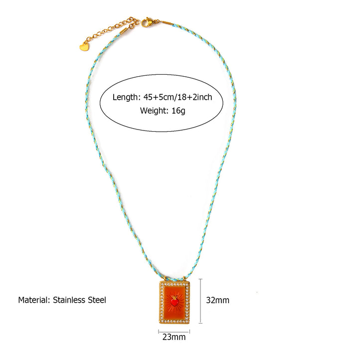 Wholesale Wholesale of Artistic Stainless Steel Colorful Dripping Oil Dafang Brand Cotton Rope Necklace