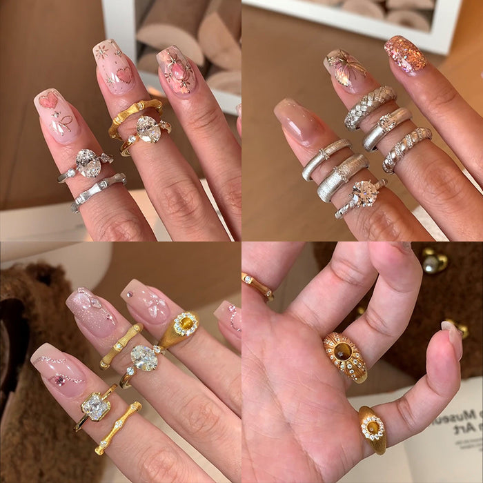 Wholesale Matte Metal and Zircon Ring