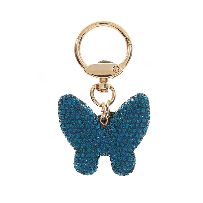 Wholesale diamond butterfly keychain female full diamond couple butterfly keychain ring bag pendant