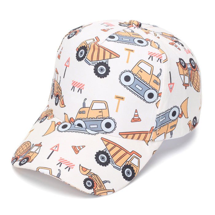 Wholesale Kids Printed Dinosaur Excavator Truck Baseball Cap Summer Sun Hat for Boys Boutique