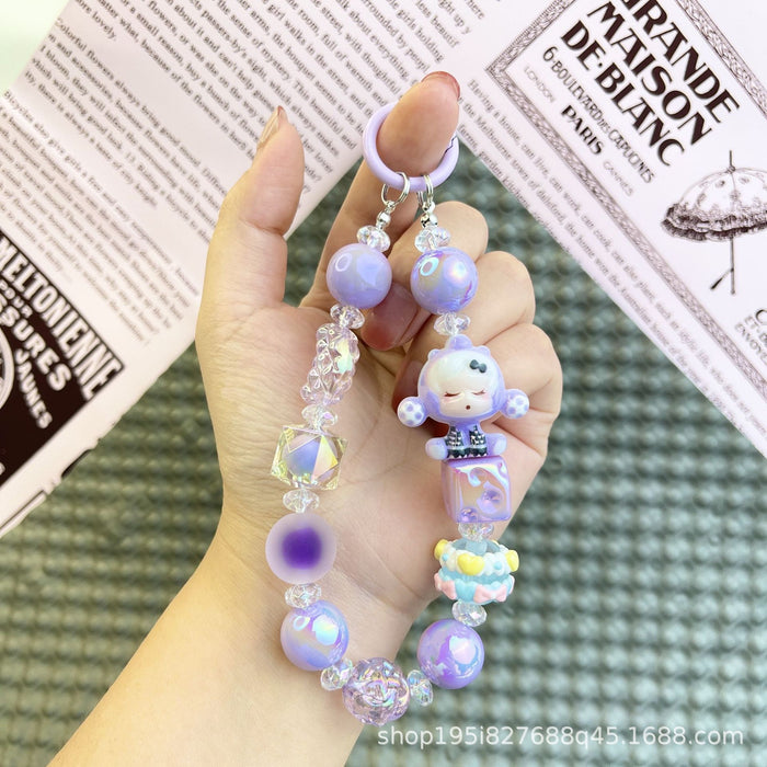 Wholesale Transparent Moon Bubble Girl Cute Hot Style Cute Mobile Phone Chain Keychain Bag Doll Pendant Accessories