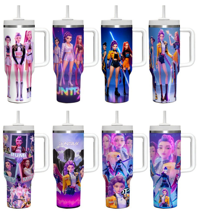 Wholesale Tumbler 40oz K-POP Printed Vacuum Stainless Steel Car Ice Bullies Cup with Handle