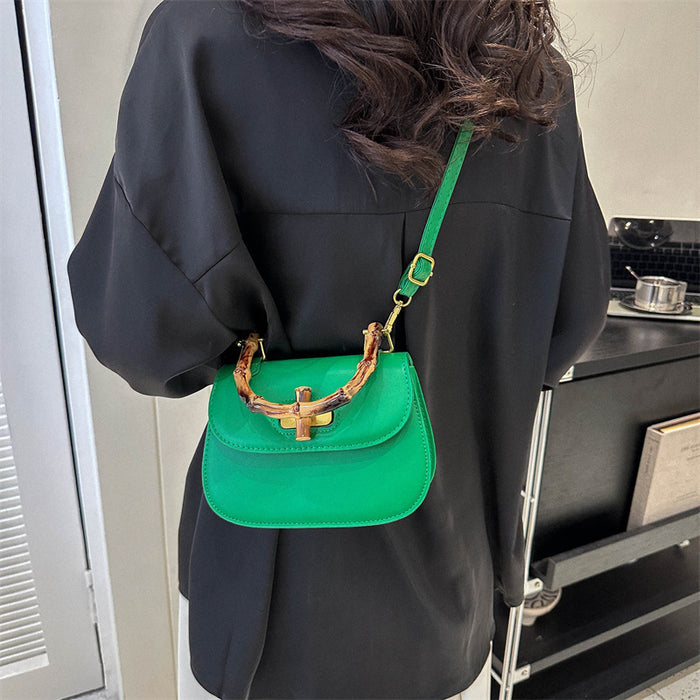 Wholesale Retro bamboo saddle bag, one shoulder crossbody handbag, fashionable, casual, and simple