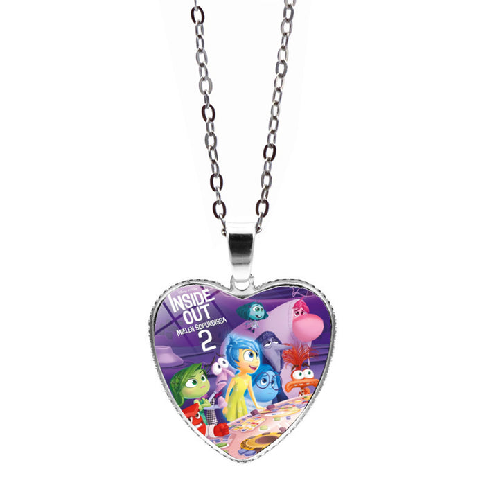 Wholesale Anime Inside Out Love Necklace Jewelry Girl Gift Inside Out 2 Heart Pendant Sweater Chain JDC-NE-JY005