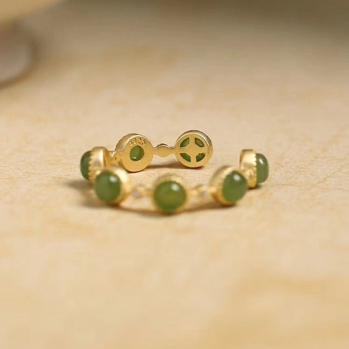 Wholesale Retro minimalist turquoise bead ring design, niche, light luxury temperament, high-end feel, open index finger ring