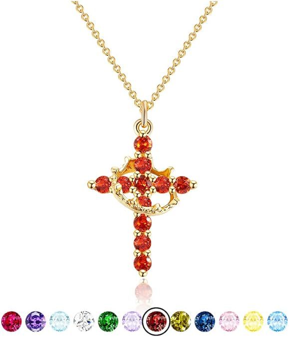 Wholesale Cross Crown Rotating Necklace Versatile Light Luxury High End Necklace Zircon Clavicle Chain