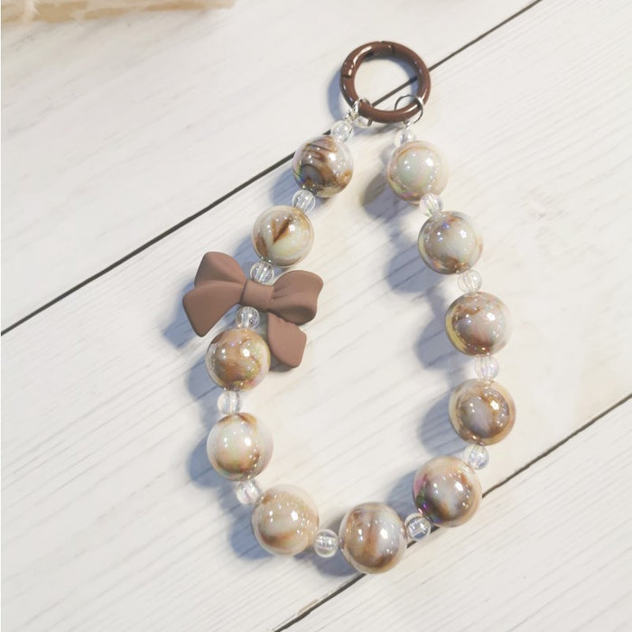 Wholesale Electroplated beaded bow car key chain mobile phone pendant