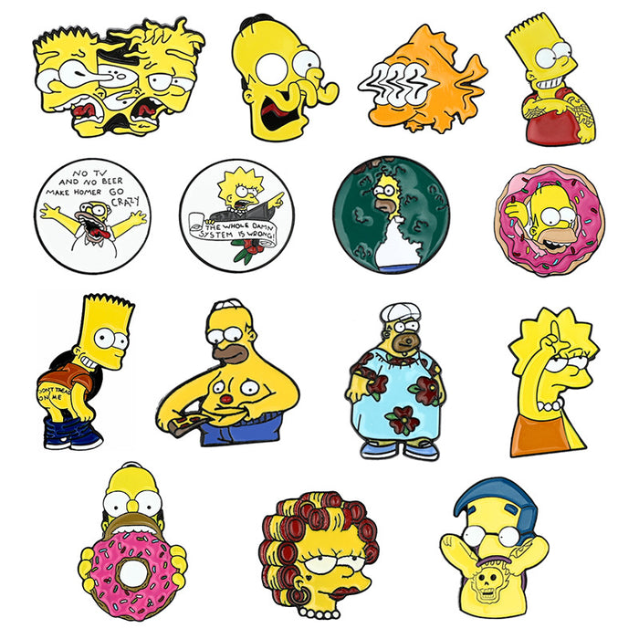 Wholesale Cartoon Simpsons Brooch Alloy Oil Dropping Badge Bag Clothes Accessories