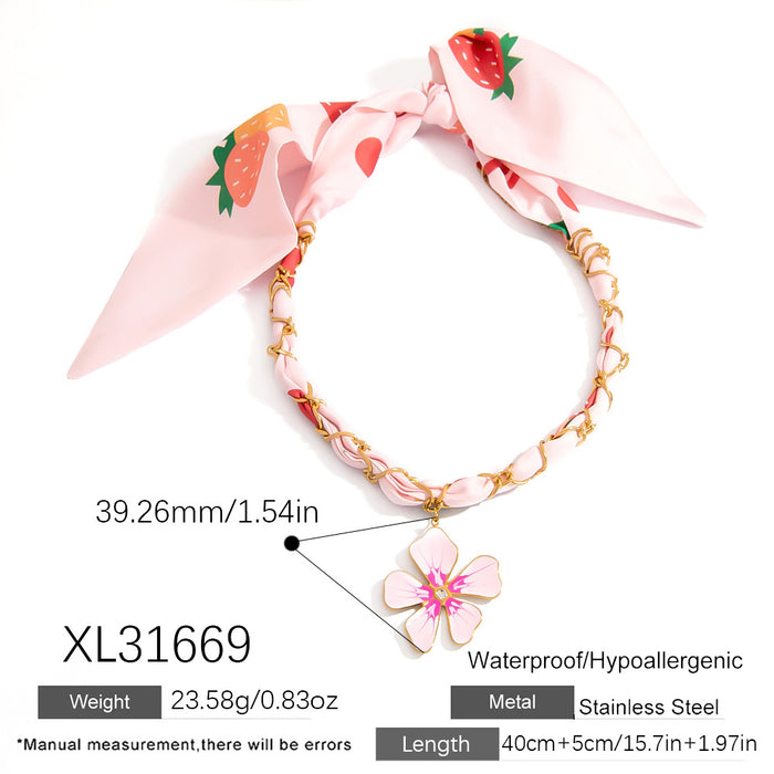 Wholesale Titanium Steel Necklace  Gold Accessible Luxury High-End Sun Flower Silk f Titanium Steel Color-Preserving Clavicle Chain Necklace