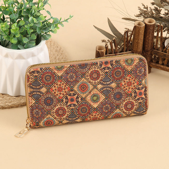 Wholesale PU Leather Long Wallet with Geometric Pattern Zip Around Closure MOQ≥3