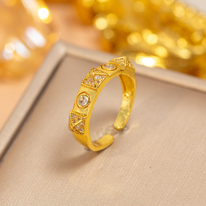 Wholesale Vintage Gold Plated Geometric Hollow Out Ring Adjustable Jewelry Accessory MOQ≥2