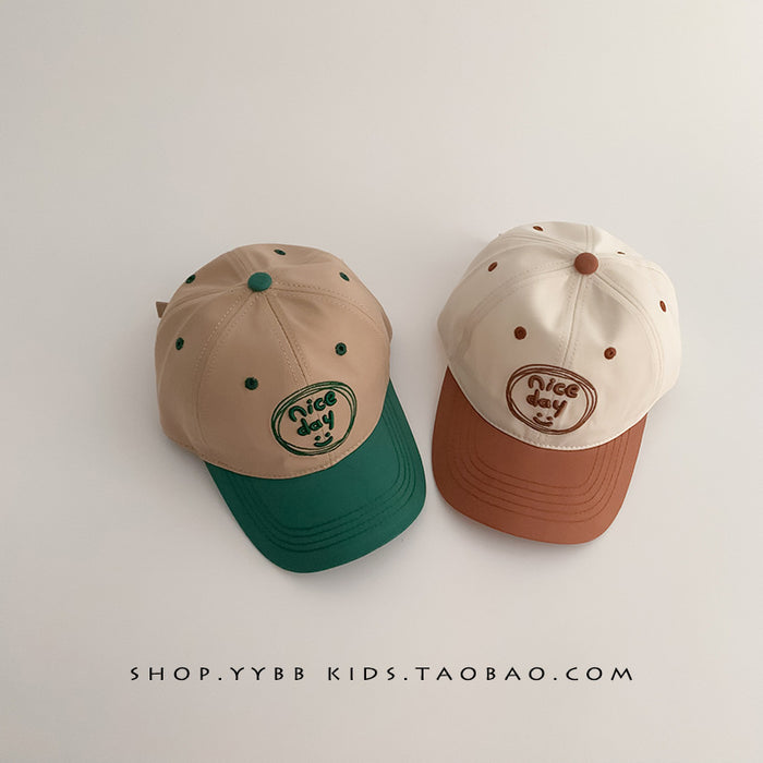 Wholesale Color blocked letter children's duck tongue hat, baby sun shading and sun protection versatile thin baseball cap