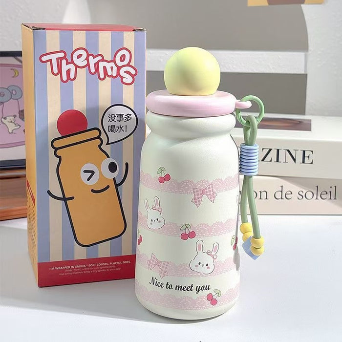 Wholesale Cute Cartoon Children' s Stainless Steel Vacuum Insulated Cup with Carrying Straw