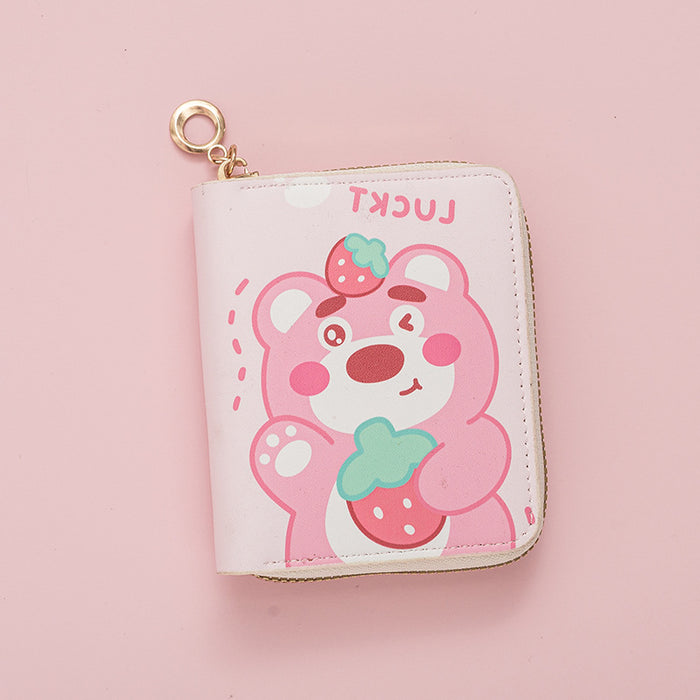 Wholesale Girls'  pink series cute cartoon print student wallet