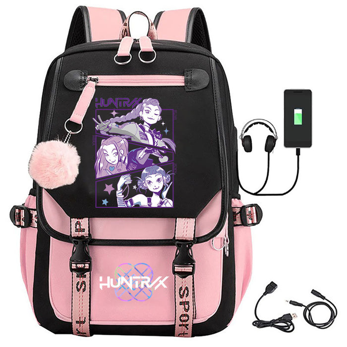Wholesale K-pop movie merchandise printed backpack bag with pom-poms