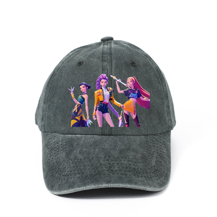 Wholesale Kpop cartoon character washed baseball cap