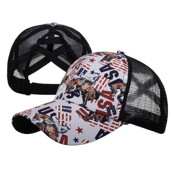 Wholesale Cotton Polyester Cross Ponytail Baseball Hats JDC-FH-ZhongMei001