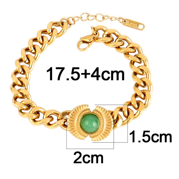 Wholesale Vintage stainless steel natural stone pendant bracelet,  simple and multi-element turquoise bracelet