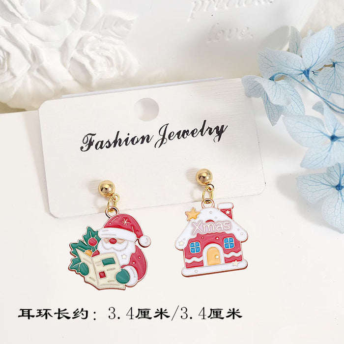 Wholesale Metal Electroplated Christmas Earrings Snowflake Elk Design Chic Fashion Access MOQ≥2 MOQ≥