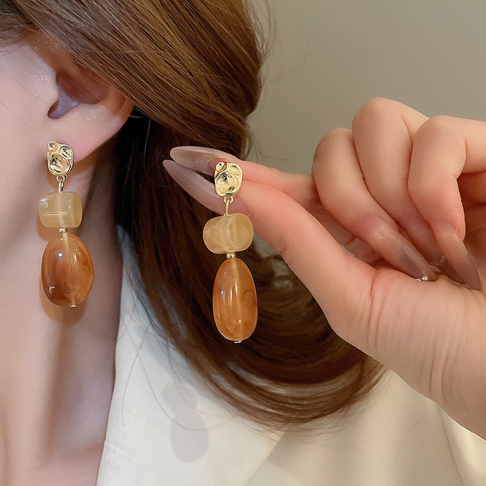 Wholesale  silver needle geometric irregular resin earrings heart earrings