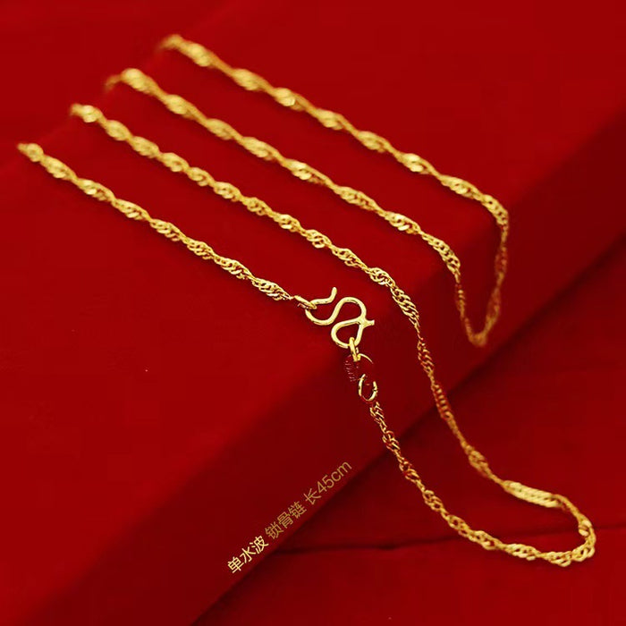 Wholesale Gold plated necklace, snake bone chain, box chain, water ripple collarbone chain, fashionable and versatile necklace