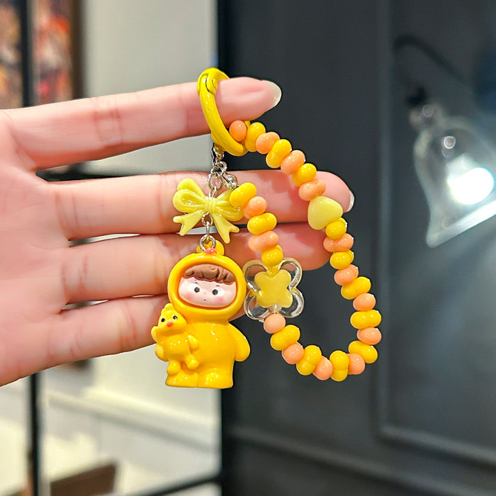 Wholesale Cartoon Doll Beaded Key Chain Cute Bag Pendant Car Decorative Chain Gift