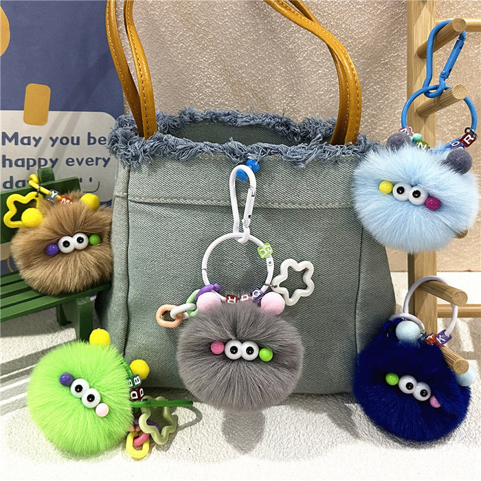 Wholesale Cute Cartoon Keychain Cute Creative Small Coal Ball Plush Doll Schoolbag Pendant Student Doll Gift