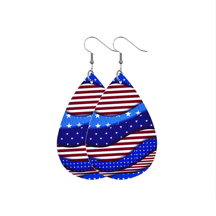 Wholesale Independence Day American Flag Double Sided Printed Leather Earrings JDC-ES-PuCi039