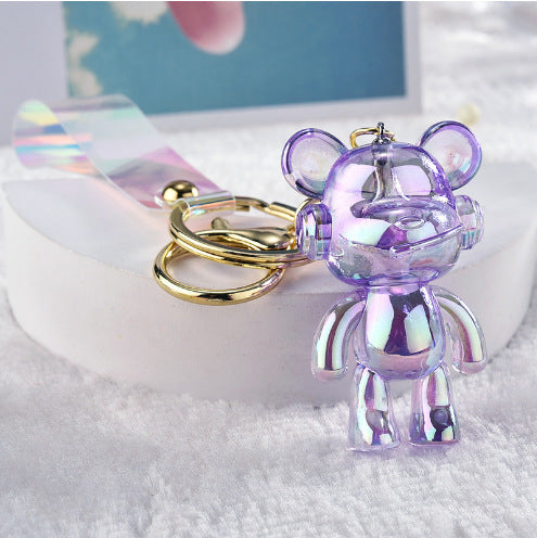 Wholesale Creative colorful pink bear key chain exquisite cute car key chain cute couple bag small pendant