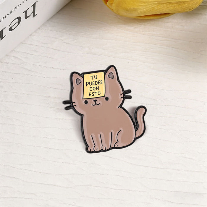 Wholesale Stylish Cat Inspirational Brooch Zinc Alloy Enamel Pin For Students Backpack Accessory Resale