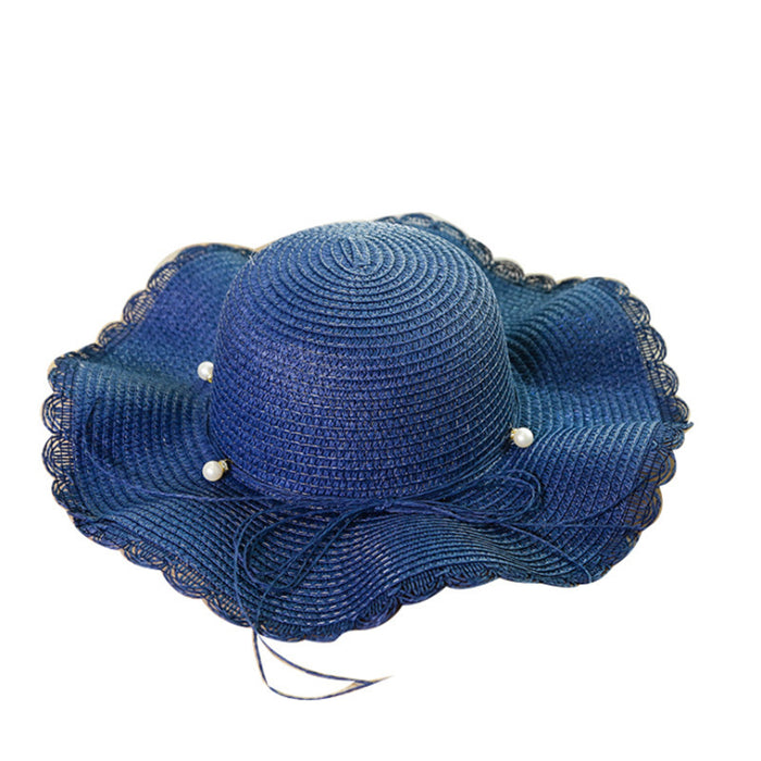 Wholesale Fashionable pearl woven straw hat, sun shading and sun protection hat, versatile