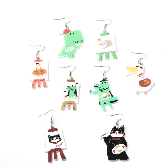 Wholesale Cartoon cat and elephant animal acrylic earrings