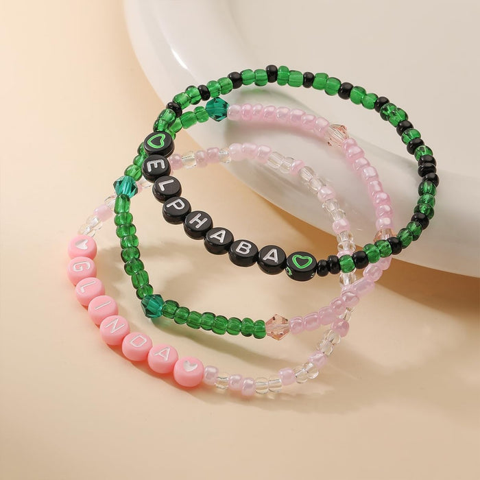Wholesale Bracelet Couple Rice Bead Women's Bead Elastic Letter Bracelet
