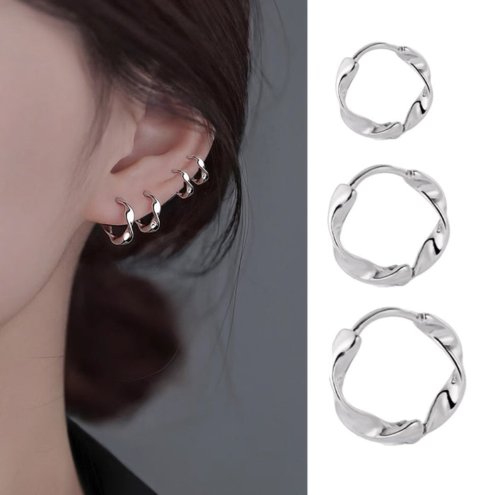 Wholesale New minimalist rotating wave earrings with ear loops