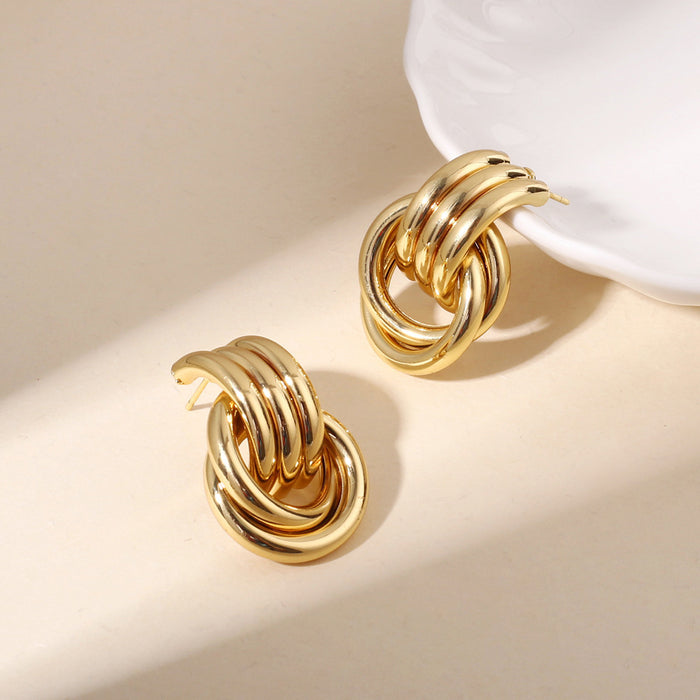 Wholesale Chic Metallic Hoop Stud Earrings