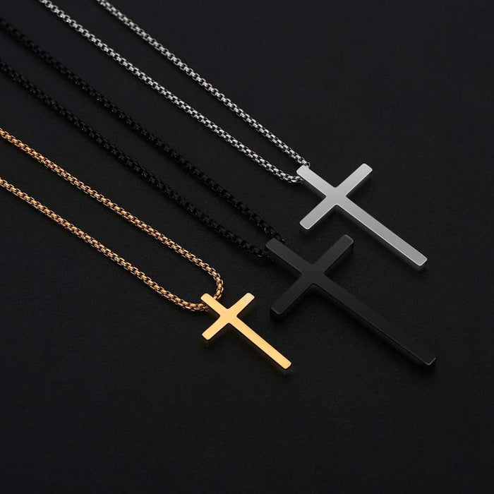 Wholesale Titanium steel cross necklace trendy and personalized smooth stainless steel pendant accessory