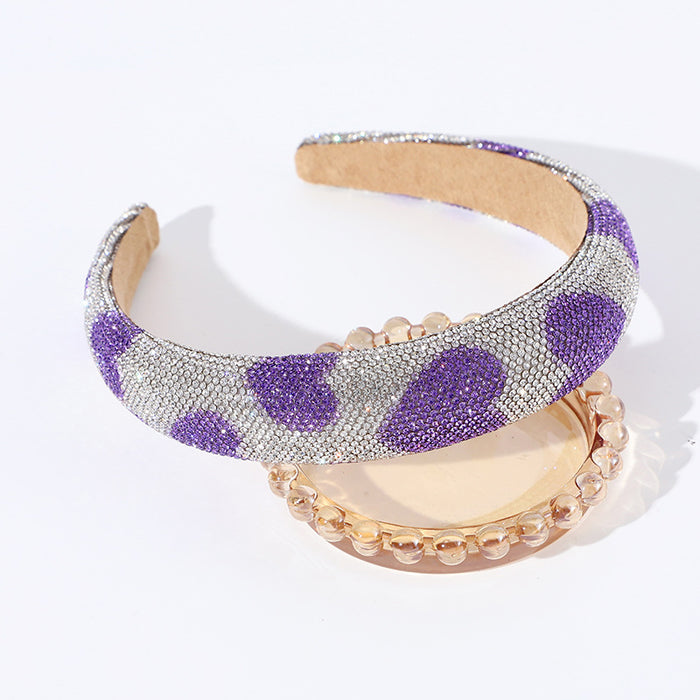 Wholesale Love heart rhinestone full diamond headband sponge high skull top female headband hair accessories