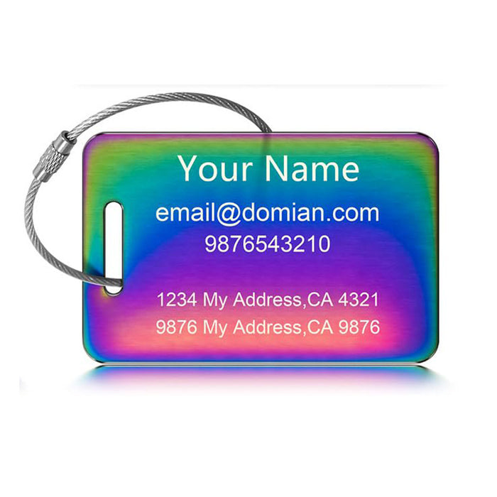Wholesale Stainless steel tags, backpacks, luggage bags, travel cards, ID tags, steel wire keychains, stainless steel luggage tags