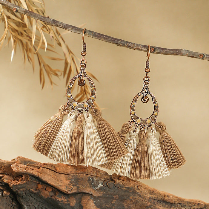 Wholesale Zinc Alloy Bohemian Tassel Earrings - Trendy Fashion Jewelry