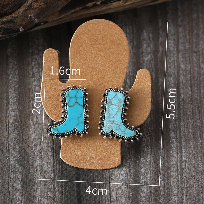 Wholesale Cactus Star Bull Head Heart Turquoise Earrings Necklace Set Simple Color Alloy Jewelry