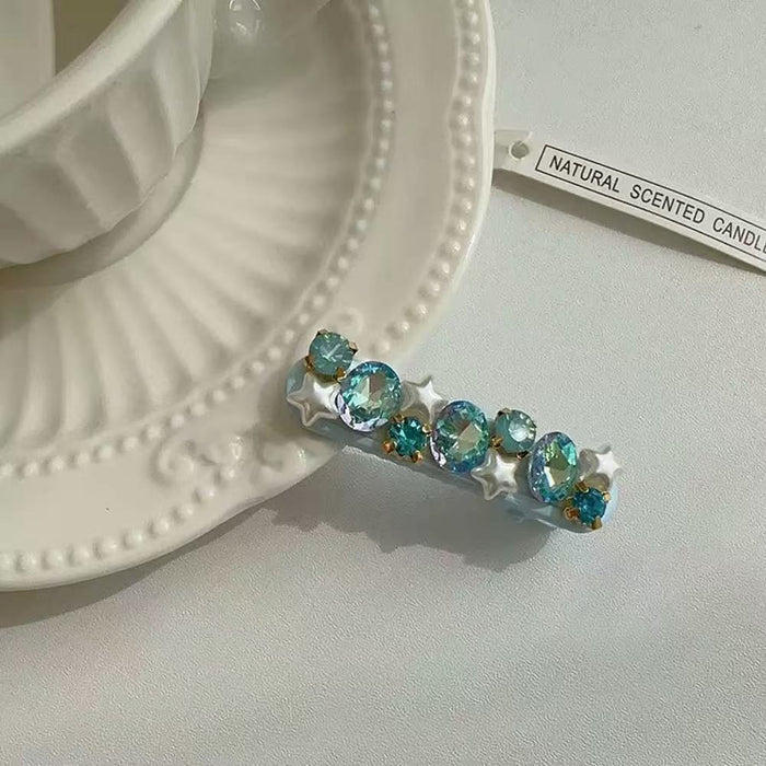 Wholesale Advanced Glittering Diamond Pentagram Pearl Inlaid Diamond Duckbill Clip with Hairpin Edge Clip