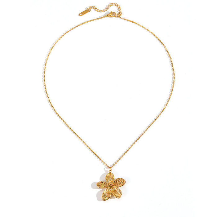 Wholesale Fresh flower necklace, light luxury, niche titanium steel pendant necklace, earrings, high-end feeling, gold collarbone chain