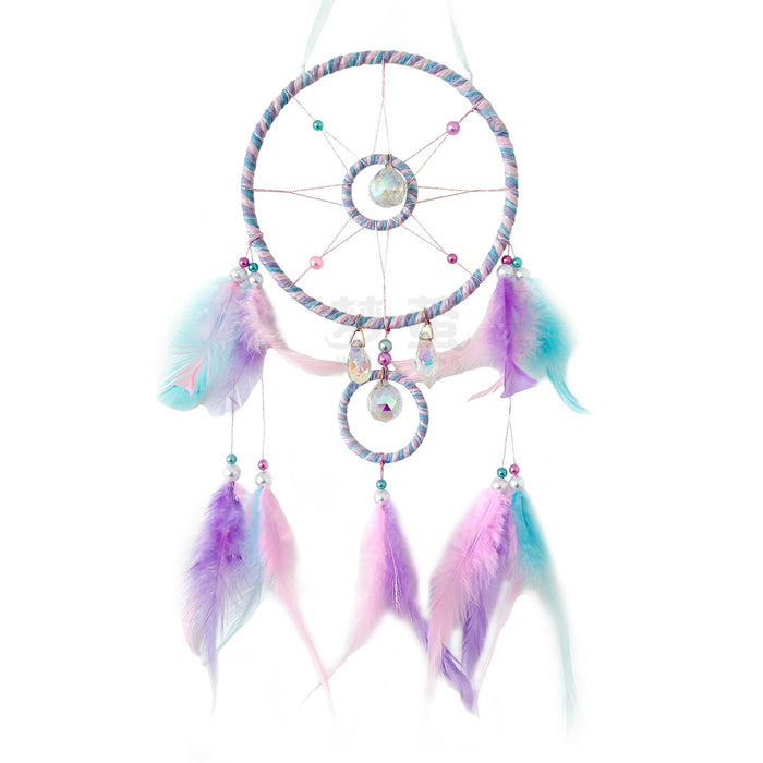 Wholesale Bohemian Dreamcatcher Wind Chime with Colorful Feathers Handmade Stainless Iron Decorative Accent MOQ≥2