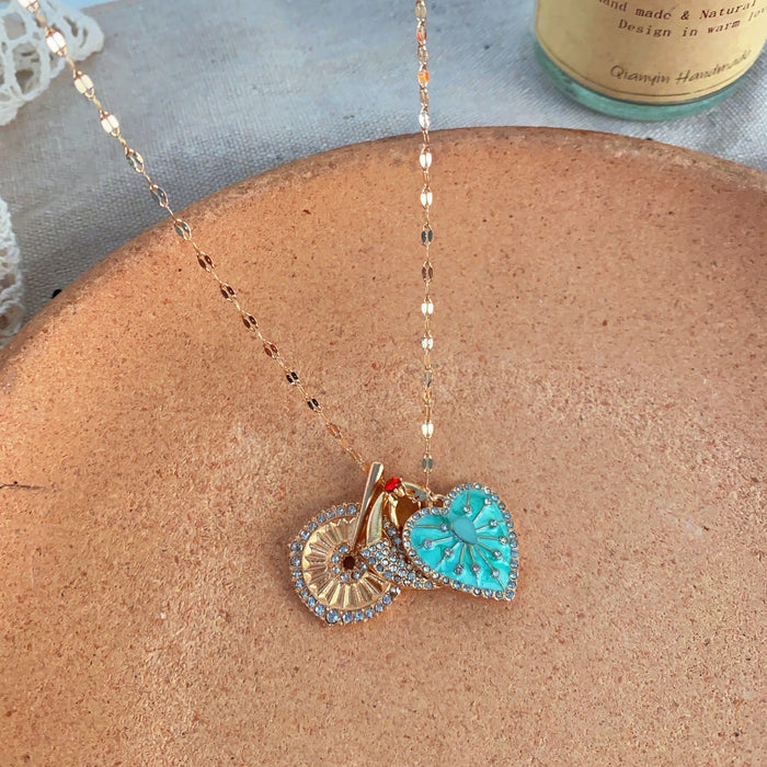 Wholesale Necklace, sunflower, heart-shaped pendant, collarbone chain, light luxury, high-end feel